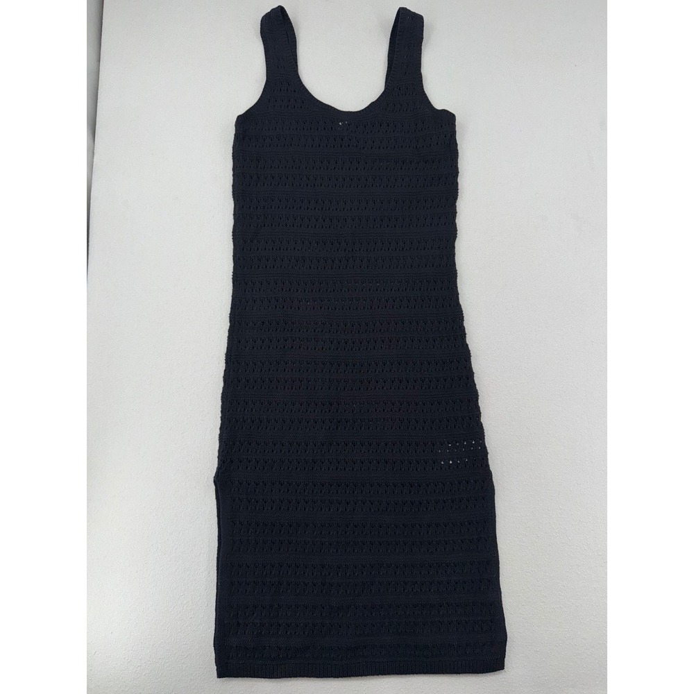 Old Navy Womens Black Pointelle Open Knit Sleeveless Scoop Neck Midi Dress XS